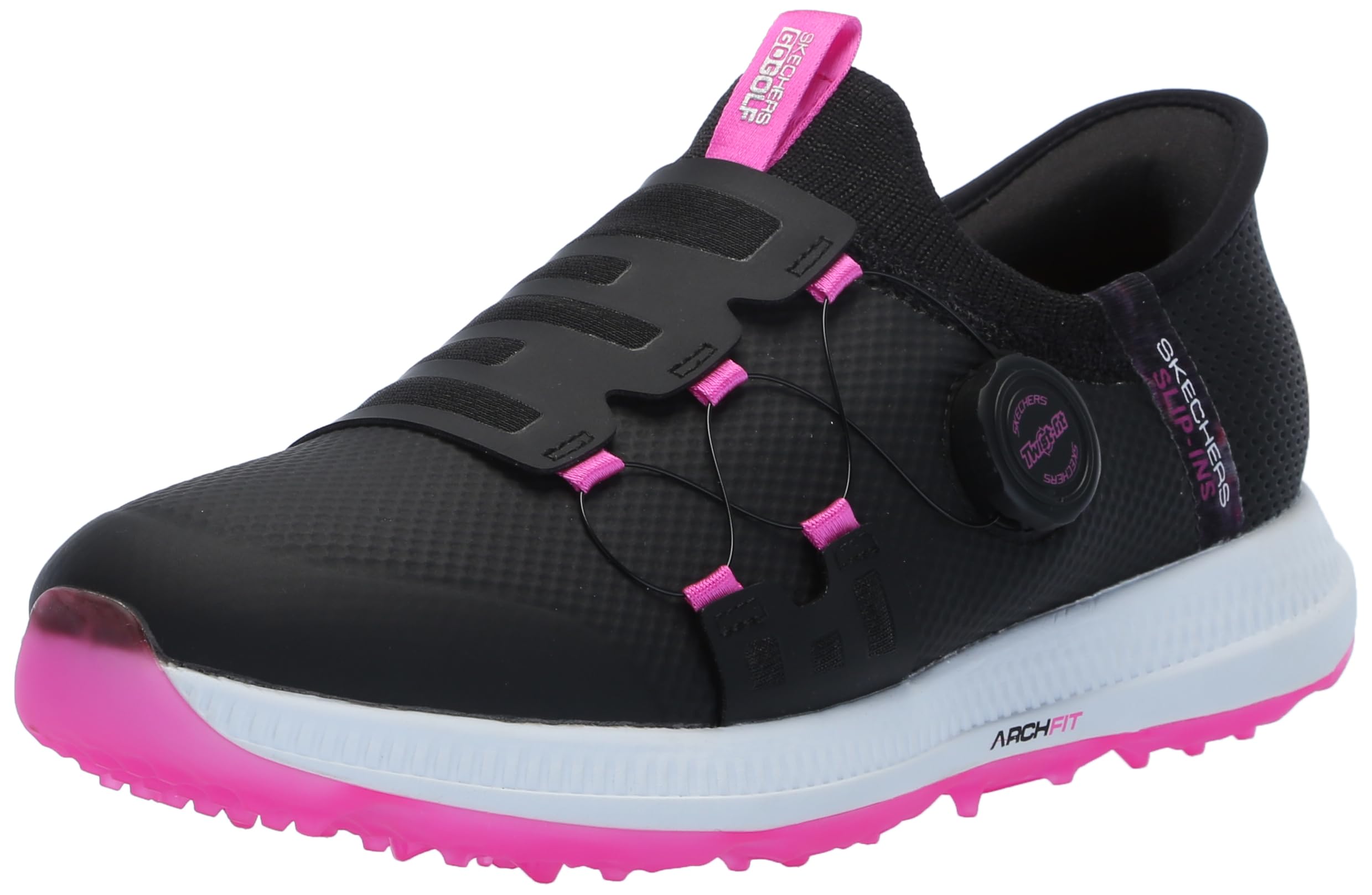 Go Golf Elite 5 Arch Fit Waterproof Slip in Golf Shoe Black/Pink