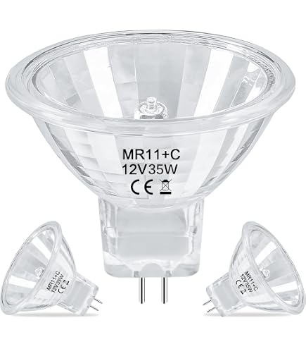 Vinaco MR11 GU4 Halogen Bulbs, 6-Pack – 12V 35W Dimmable Warm White 2800K, Long-Lasting Replacement For Landscape, Accent, Track Lights & Fiber Optics