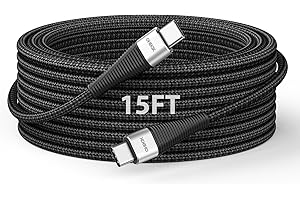 USB C to USB C Cable 15FT, 100W USB C Charger Cable, Extra Long Type C Fast Charging Cable, Braided USBC Charger Cord Compati