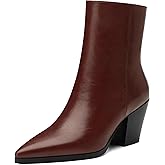 NUMALEO Womens Ankle Boots Chunky Low Heel Pointed Toe Heeled Booties Side Zipper Comfy Fall Winter Boots 2.5" Dress Shoes