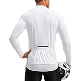 Bikewa Men's Cycling Jersey with 3+1 Rear Zipper Pockets Long Sleeve Moisture Wicking UPF 50+ Half Zip Riding Bike Shirts
