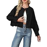 SCOFEEL Women’s Cropped Faux Suede Jacket Casual Collarless Short Bomber Jackets Button Up Fall Spring Open Front Coat