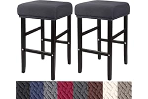 HFCNMY Stool Covers Rectangle,2 Pack Stretch Rectangle Bar Stool Covers Jacquard Vanity Stool Cover Washable Counter Stool Covers Bar Stool Seat Covers Saddle Seat Cover with Elastic Bands Dark Gray