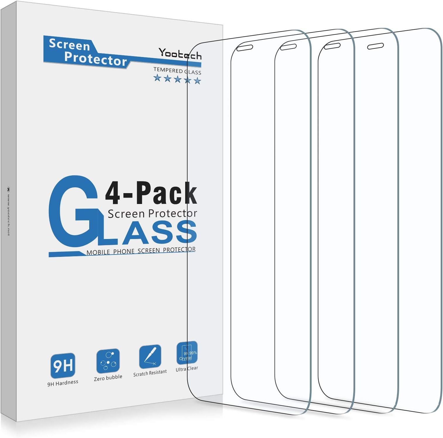 Yootech Screen Protector Compatible with iPhone 12 Pro Max 2020,[4 Pack] Tempered Glass Screen Protector [Anti-Scratch][Bubble Free][Case-friendly],6.7-Inch