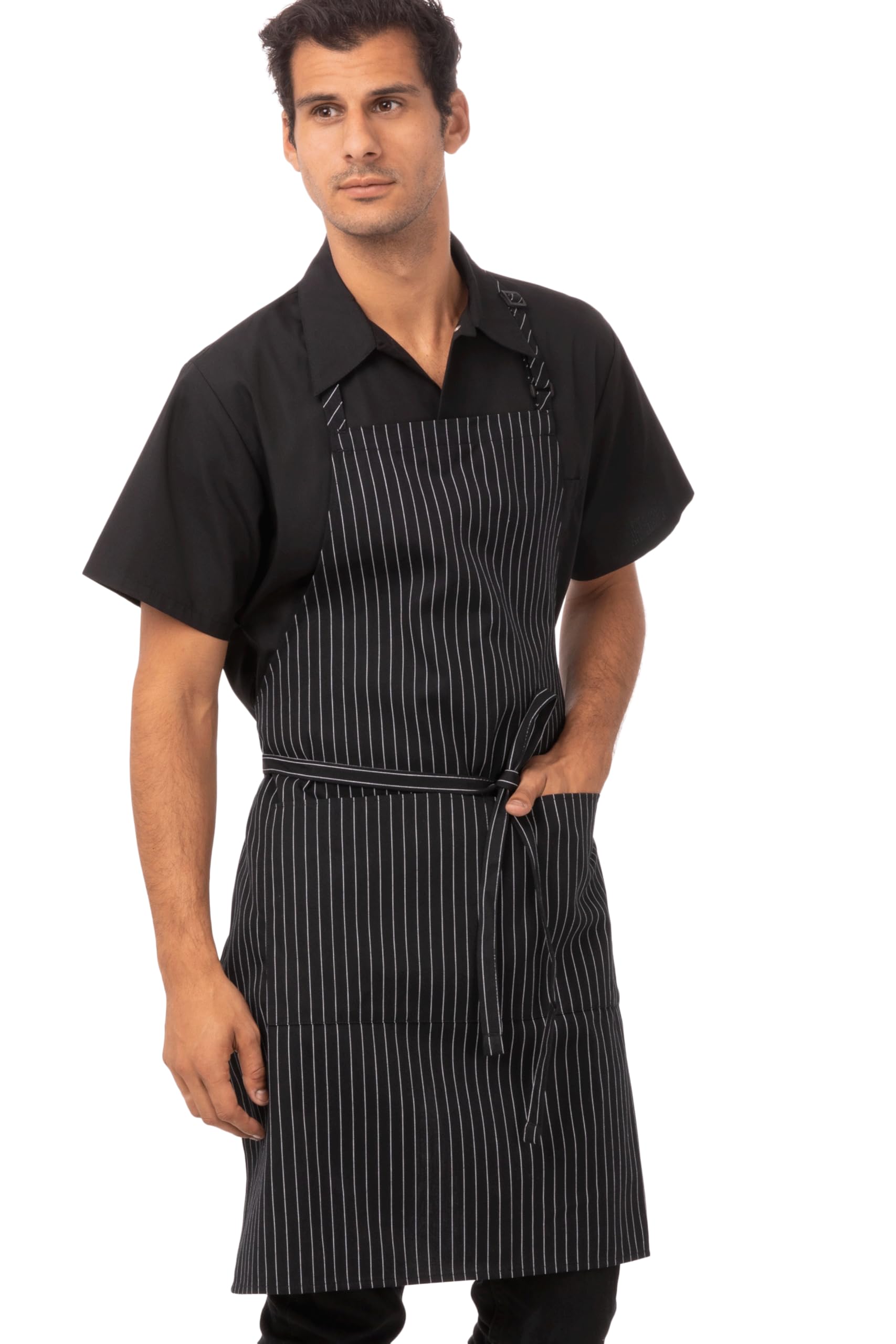 Chef Works Adjustable Bib Apron, Pinstripe, One Size