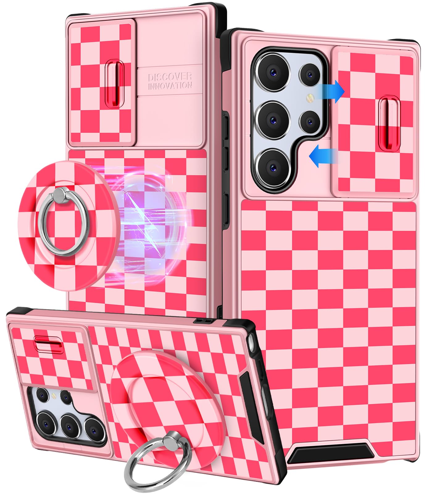 Photo 1 of Buleens for Samsung Galaxy S25 Ultra Case - with Ring Stand & Camera Cover Aesthetic Cute Designed for Women Girls Kawaii Girly Unique Teens for Samsung S25 Ultra Phone Case Compatible with Magsafe