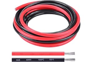 Shirbly 4 Gauge Wire - 10FT Red & 10FT Black 4 AWG Tinned Copper Cable for Car Audio Automotive Trailer Marine Wire (4AWG 10FT Red + 10FT Black)