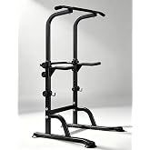 VHUNLUN Power Tower Pull Up Bar Dip Station Stable Steel Frame for Home Gym | 11-Height Adjustable Pull Up Bar Station for Home Gym Pull Ups, Dips, Push Ups &amp; Vertical Knee Raises