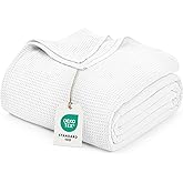 Utopia Bedding White Waffle Blanket Queen Size Soft Lightweight Breathable Cotton Blend Bed Blanket for All Seasons Luxury Throws for Bed Couch and Sofa