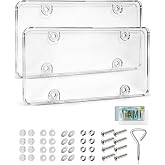 RED WOLF License Plate Protector 2 Pack, Clear License Plate Frame Unbreakable Plate Shields, Universal for SUV Sedan Truck Trailer Transparent Car Tag Protector w/Mounting Screw Caps