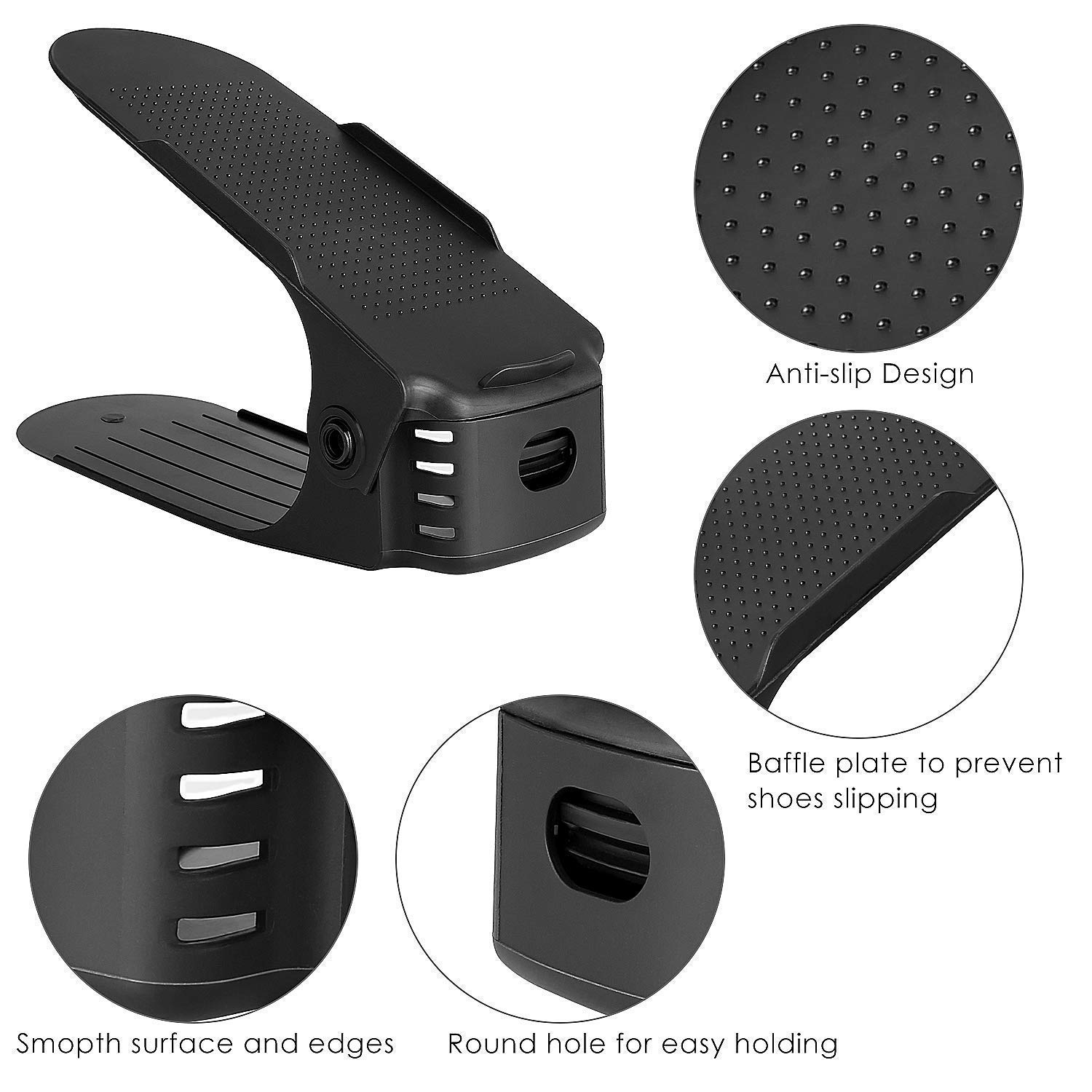 sunvito Set di 8 Portascarpe Regolabili Altezza, Impilabili Salva Spazio, Durevole Shoes Organizer Holder Rack (Nero)