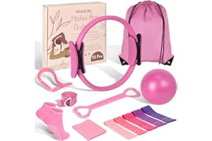 HGKZJSL Home Pilates Essentials Kit for Women,Pilates Equipment Set with 9 Inch Yoga Ball,Figure 8 Resistance Band,Pilates Bands & Accessories,Pilates Ring and Ball Set for Beginners Home Workouts