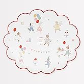 Meri Meri Animal Friends Paper Plates (Pack of 8), Disposable Party Plates for Baby Showers, Kids Birthday Parties, Scalloped, Pastels, Shiny Gold Foil Details