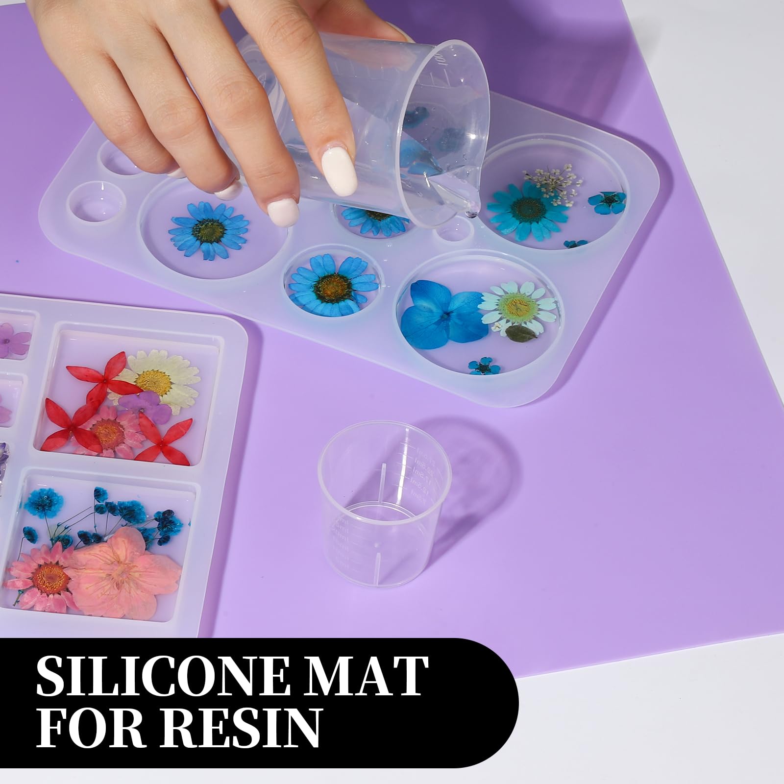 LEOBRO Silicone Mat for Resin Molds, 3 PCS Silicone Mats for Epoxy Resin, UV Resin, Play Dough Mat, Clay Mat, Nonstick Silicone Sheets Pads for DIY Arts and Crafts, Pink & Purple & Blue, 15.7”x 11.7”