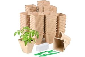 100 Pcs Square Peat Nursery Pots 3 Inch, Biodegradable Peat Pots Plant Starters with Drainage Holes, Organic Germination Plan
