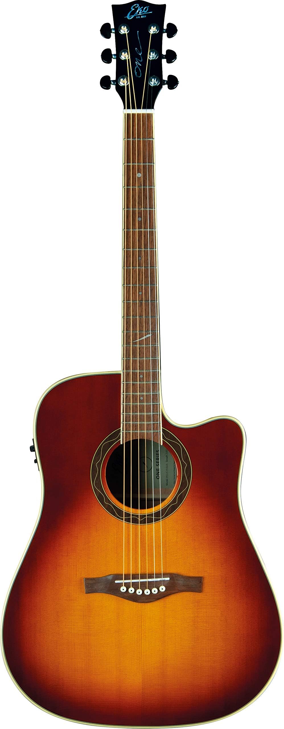EkoGuitars One ST Series 6 String Acoustic Electric Guitar with ETS (Eko Tone System) - Vintage Burst, Right, Full (06217255)