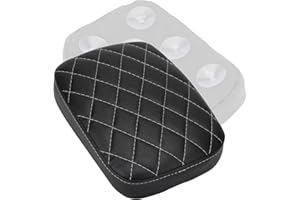 VG MOTO Motorcycle Rectangular Passenger Pad Seat Rear Leather Pillion Cushion 8 Suction Cup Compatible with Harley Dyna Sportster XL 883 1200 Chopper Custom