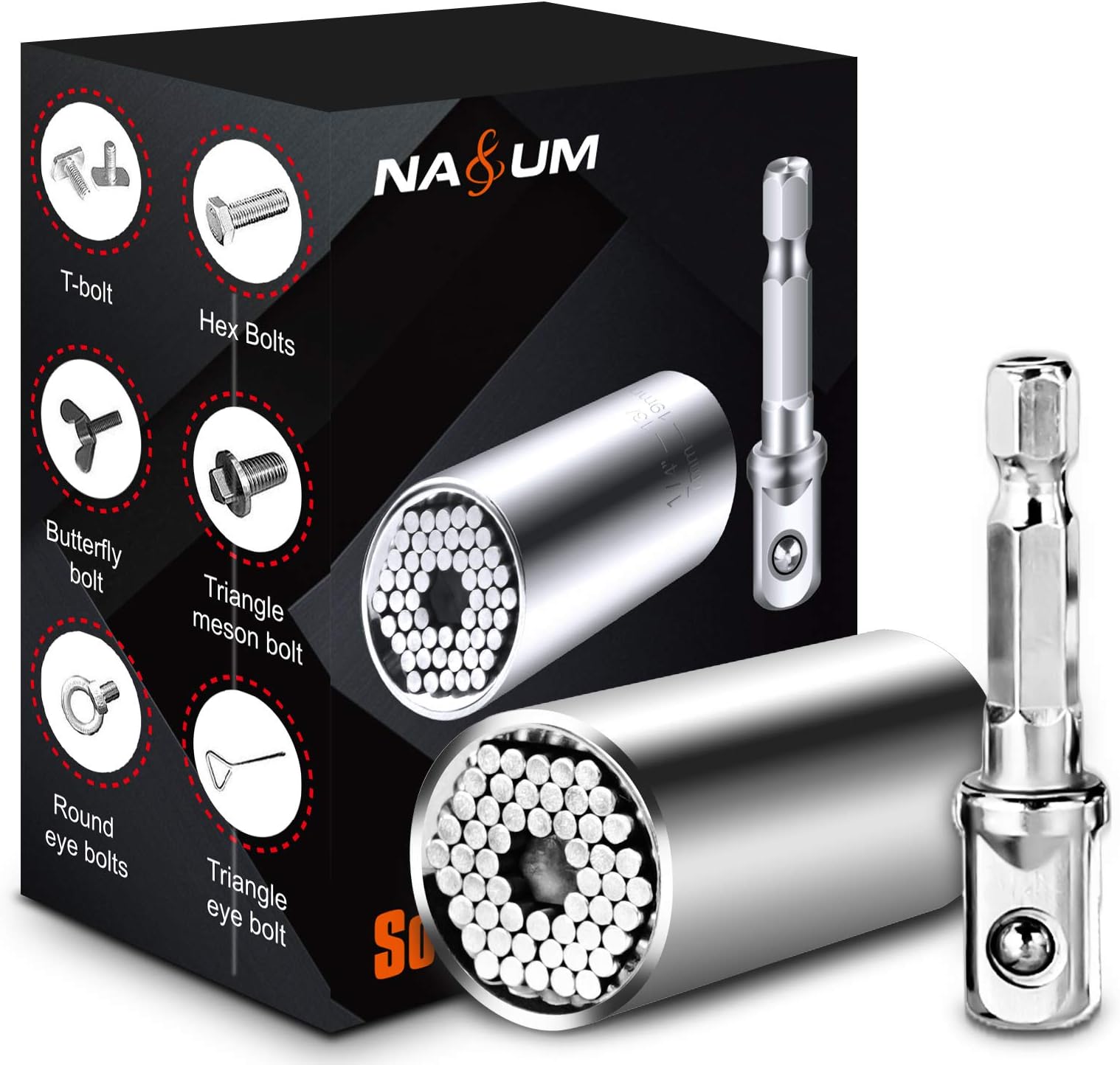 Socket Wrench NASUM Universal Socket Wrenches, Multi-Function Universal Hand Tools Repair Tools 7-19mm, Self-Adjusts Power Drill Adapter Professional Repair