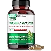 VITAL HERBAL Wormwood with Black Walnut Whole Cloves Ginger Capsules – 150 Capsules – Supports Digestive Health, Immune Function & Detox