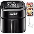 Nuwave Brio 8-Qt Air Fryer, Powerful 1800W, Easy-to-Read Cool White Display, 50°-400°F Temp Controls, 100 Pre-Programmed Presets & 50 Memory Slots, Integrated Smart Thermometer, Linear T Technology