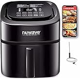 Nuwave Brio 8-Qt Air Fryer, Powerful 1800W, Easy-to-Read Cool White Display, 50°-400°F Temp Controls, 100 Pre-Programmed Pres