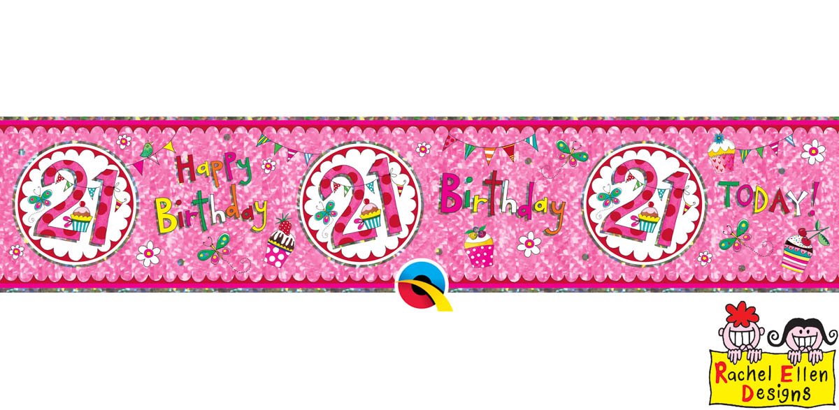 Rachel Ellen Age 21 Perfect Pink Foil Banner