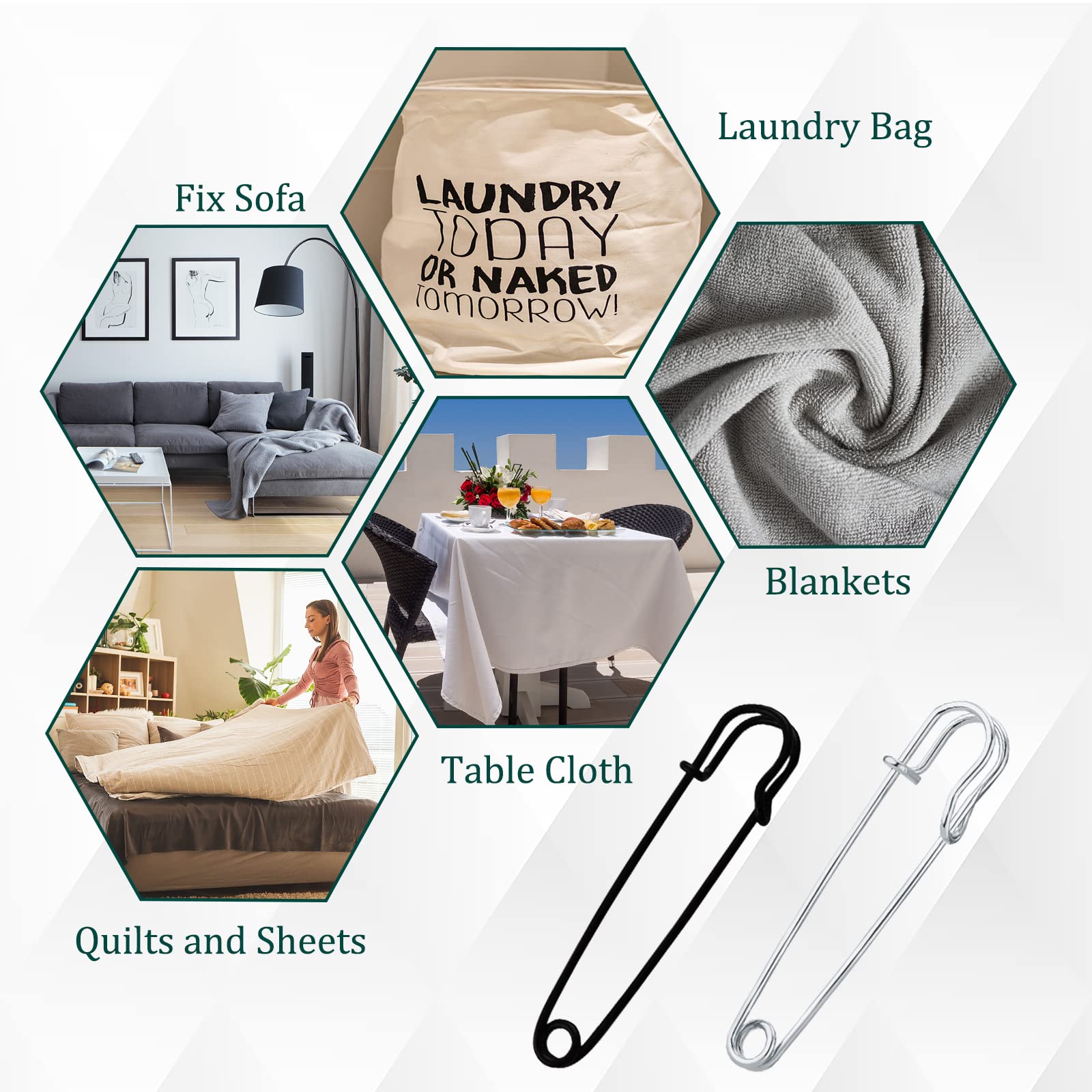 30PCS Large Heavy Duty Safety Pins - Assorted 4