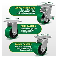 HANDSAMMU 4" Caster Wheels, Heavy Duty Polyurethane