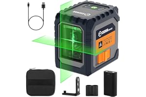Cigman Laser Level Rechargeable Type C, 100FT Self-Leveling Cross Line Laser, Magnetic Bracket Rotatable 360°, Picture Hanging and Home DIY, Carrying Bag