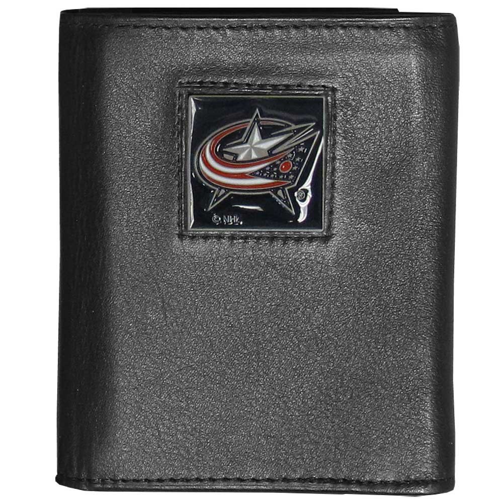 Siskiyou Sports NHL Mens Columbus Blue Jackets Deluxe Leather Tri-fold Wallet Packaged in Gift Box One Size Black