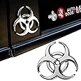 HINSCR Resi dent Ev il Strain 3D Metal Decals Multicolor Electroplated Zinc Alloy Umbrella Corporation Biohazard Symbol Tail Side Marker Car Stickers(Silver-2.44" 2.44")