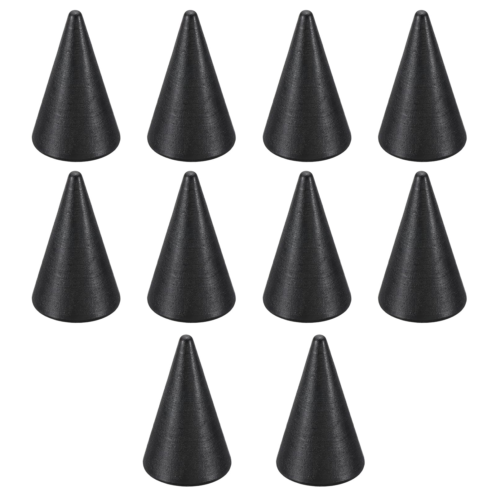 PATIKIL 40x25mm Natural Wood Cone Ring Holder, 10 Pack Finger Jewelry Display Stand Organizer Unpainted Wooden Cones for DIY Craft, Black