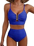 Herseas Womens High Waisted Bikini Sets Ribbed 2