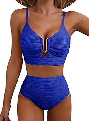 Herseas Women's Ribbed Bikini Set Spaghetti Strap U
