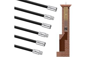 MADHOLLY 18FT Fiberglass Chimney Cleaning Rod - Chimney Brush Rod for 1/4" NPT Brushes, Extension Rods for Hearth Fireplace, 3FT × 6Pcs