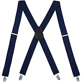 MIAOMIAO Suspenders for Men Heavy Duty Mens Suspenders with 4 Super Strong Metal Clip Adjustable Elastic Shoulder Straps