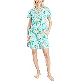 Ocean Pacific Vibes Women's Pajama Set - Notch Collar Button Down Shirt and Sleep Shorts, Soft 2 Piece Matching Loungewear