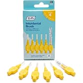 TePe Interdental Brush Original, Soft Dental Brush for Teeth Cleaning, Pack of 6, 0.7 mm, Medium Gaps, Yellow, Size 4