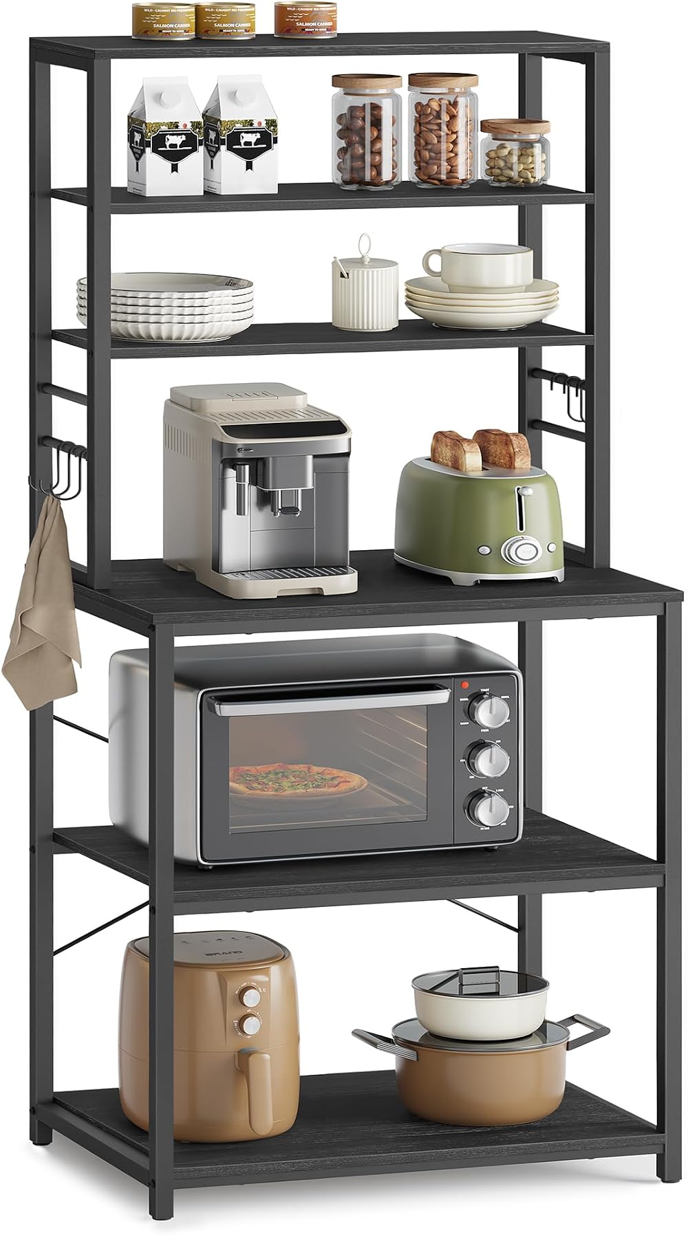 VASAGLE Kitchen Storage Rack 6-Tier, Charcoal/Ink Black, 40x60x167 cm