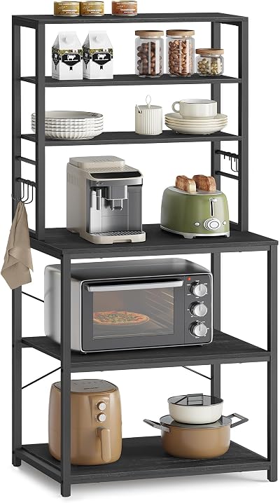 VASAGLE Kitchen Storage Rack 6-Tier, Charcoal/Ink Black, 40x60x167 cm