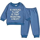 SunoZee Toddler Baby Letter REFUSE To NAP Long Sleeve Sweatshirt Top Jogger Pants Set Cute Fall Winter Clothes Set