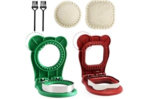 Bahtoiuy 2Pcs Uncrustable Sandwich Cutter,Round□ Uncrustable Sandwich Maker,Crustless Sandwich Cutters with Brush,Sandwich Cutter and Sealer for DIY Breakfast Lunch Picnic(Red S+Green R)