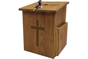 FixtureDisplays® Box, Church Collection Donation Charity w/Cross 7.5"W x 7.5"H x 9-7/8" D 10885 10885