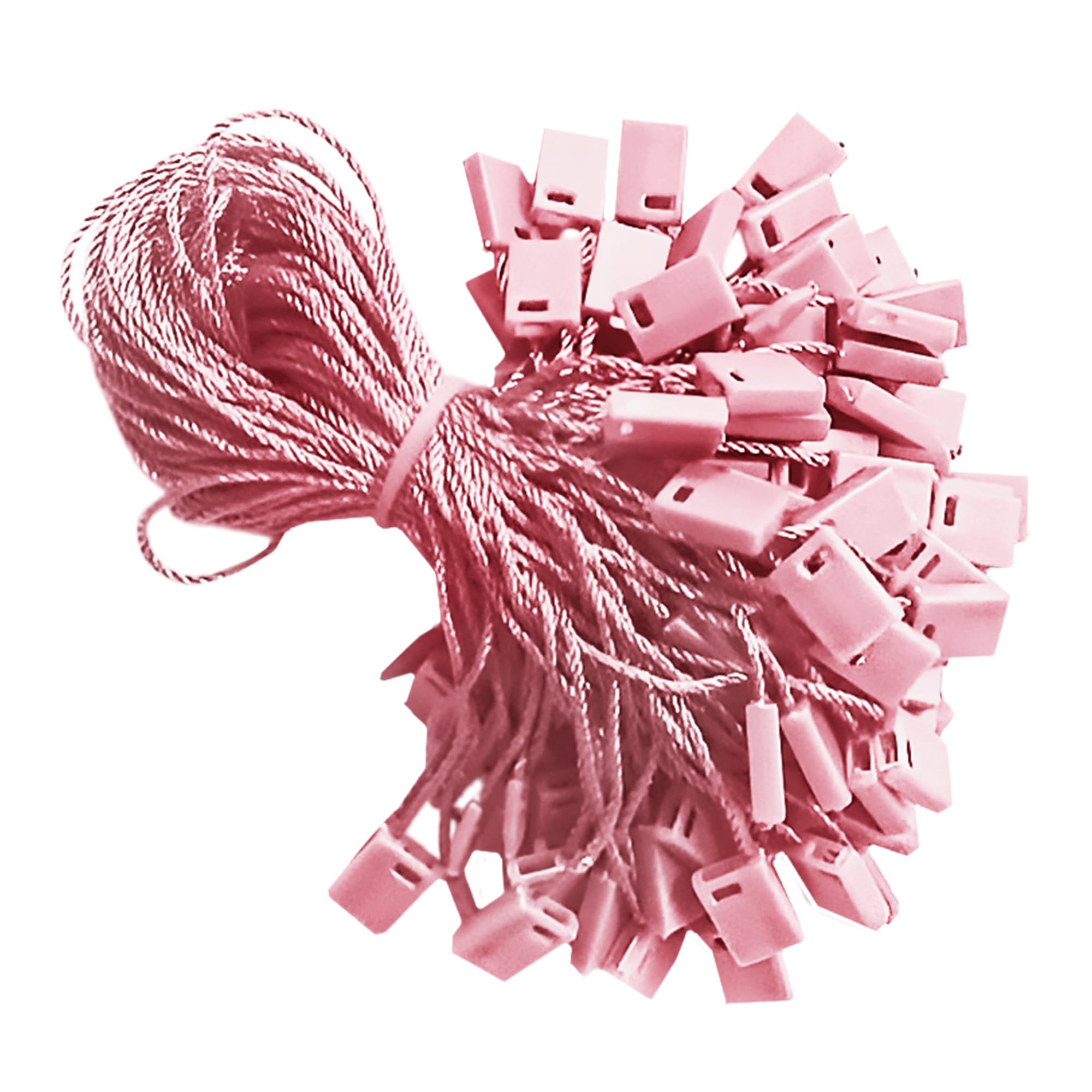 Trimming Shop 100pcs String Tags 7 Inch Nylon Label Tags Snap Plastic Locker Price Tag Durable Cord Fasteners Swing Tie on Labels for Boutiques Gift Bookmarks Ornaments Crochet Jewelry, Pink