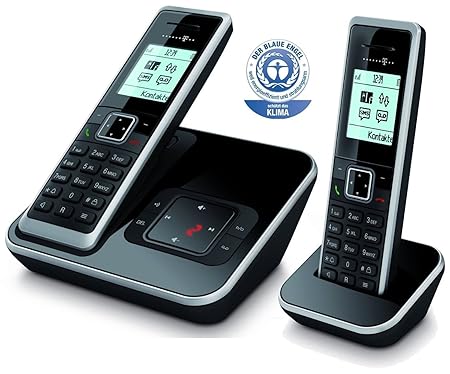 Telekom Sinus A206 Duo - analoges Schnurlostelefon mit Anrufbeantworter und zusätzlichem Mobilteil, 20 Min Speicherdauer AB, 