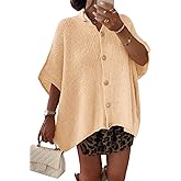 Saodimallsu Womens Oversized Cardigan Sweaters Short Sleeve Button Down Casual Lightweight Loose Knit Trendy Cardigans