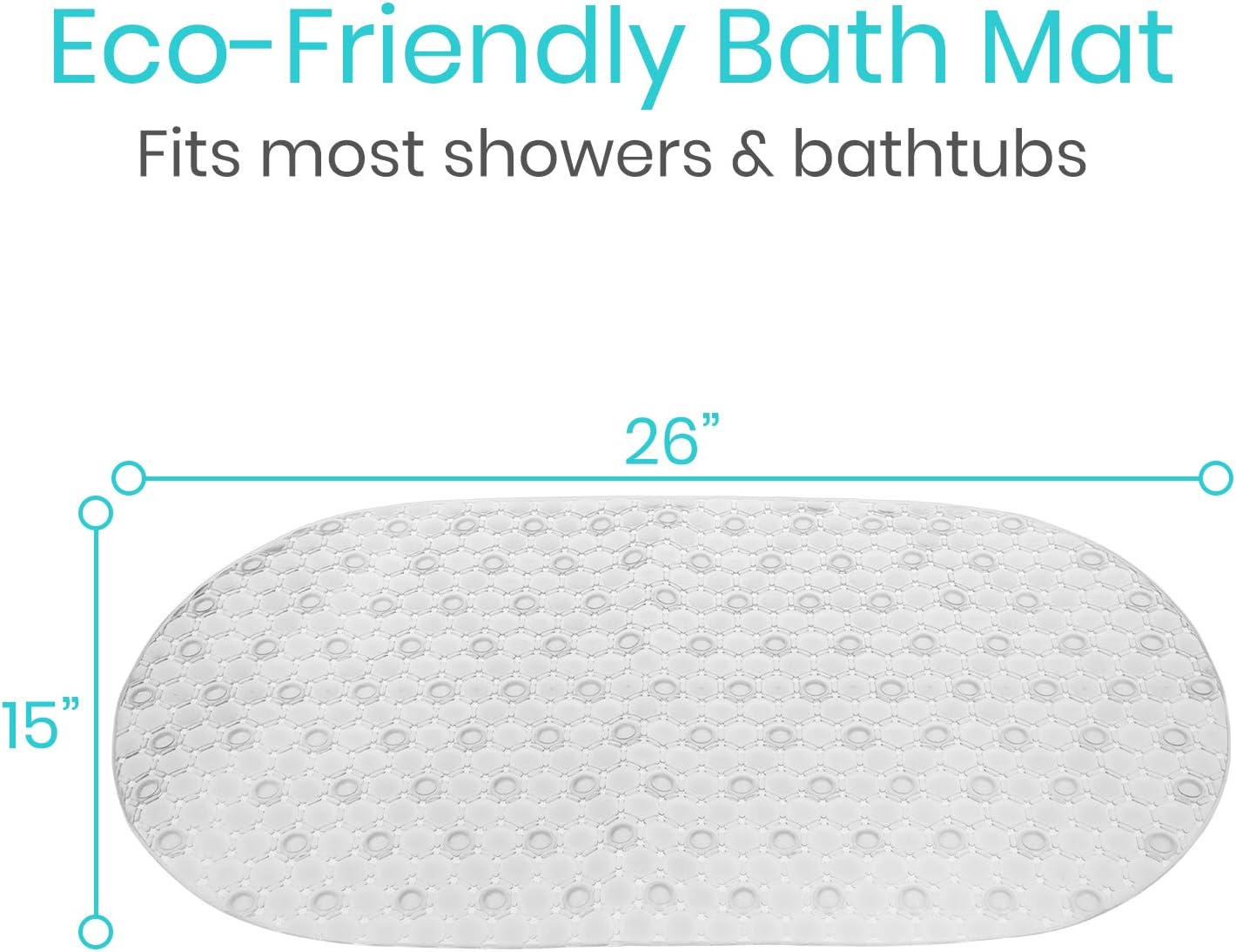 Vive Oval Bathtub Mat - Nonslip Shower Floor Pad - Non-Slip and Non-Skid for Bath Tub with Strong Rubber Suction Cup Grip - for Baby, Elderly, Kids, Bathroom (Clear): Health & Personal Care