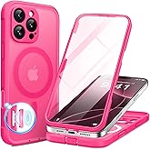 BERFY for iPhone 16 Pro Max Case, Compatible with MagSafe, Built-in 9H Tempered Glass Screen Protector and Camera Protection, Full Body Shockproof Matte Phone case for 16 Pro Max 6.9", Hot Pink