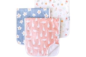 Copper Pearl Premium Baby Burp Cloths - 3-Pack Large Cotton Burp Cloths, Extra Soft Spit Up Rags with 3 Absorbent Layers, Perfect for Baby Girl Gifts (21" x 10" Size, Goosie Set)