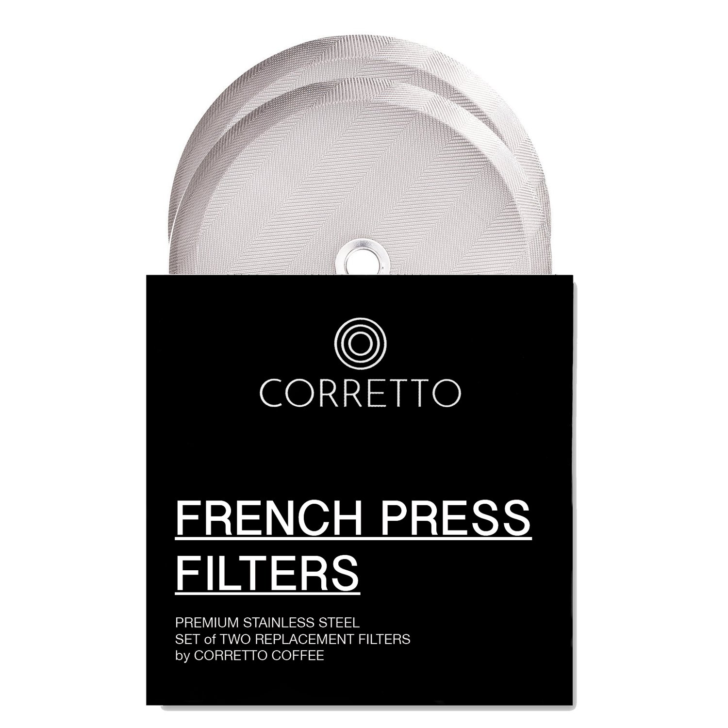 2 Universal French Press Replacement Filters for 8-Cup 34oz by Corretto